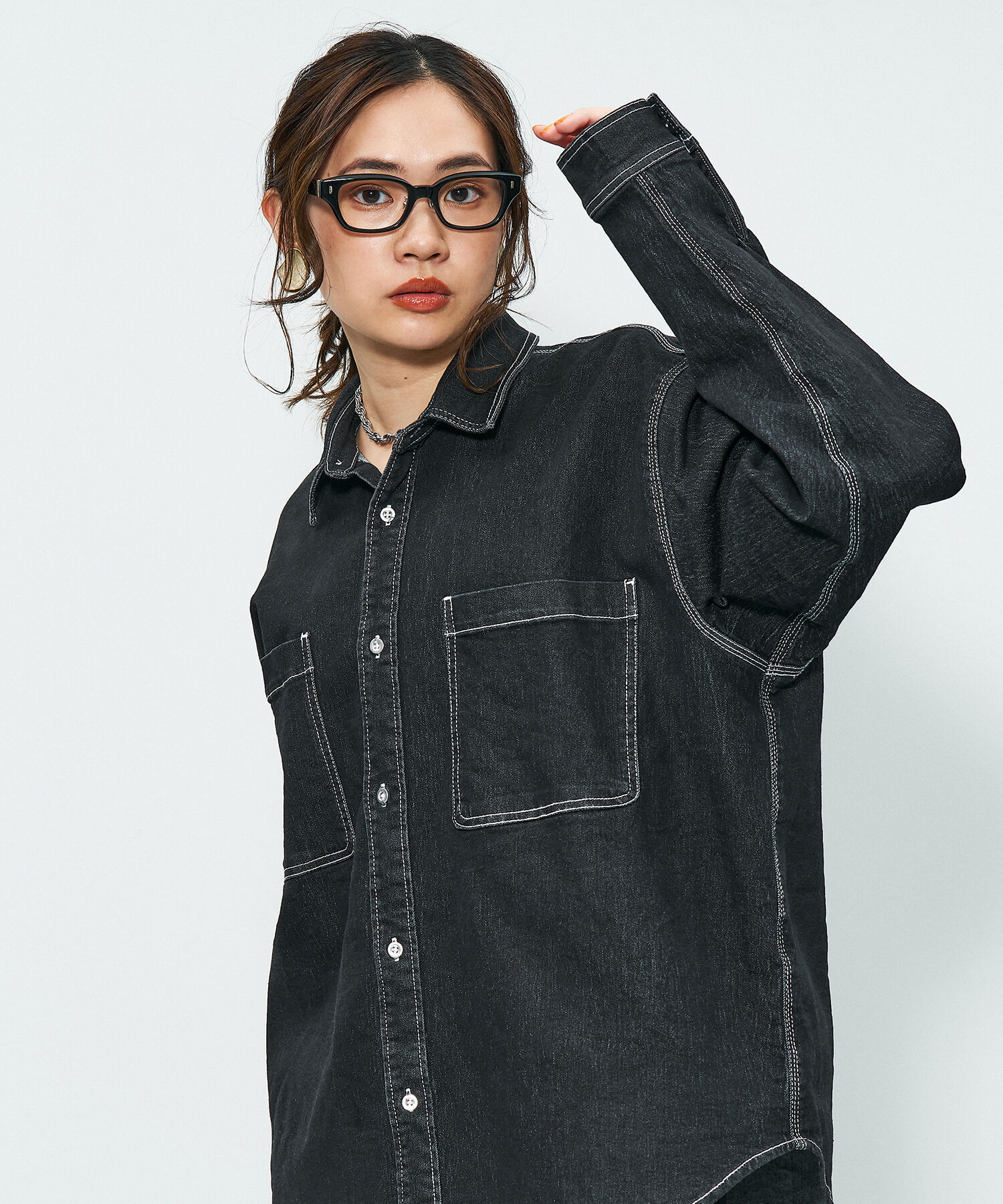  「Zoff｜STUDIO SEVEN｜ウェリントン型 メガネ｜太縁メガネ  クリア 黒縁 レンズ交換券付き」|メガネ|