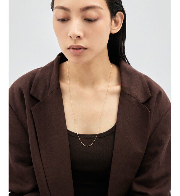 Jouete「K10YG ロングネックレス フェザーカットチェーン」|ネックレス|