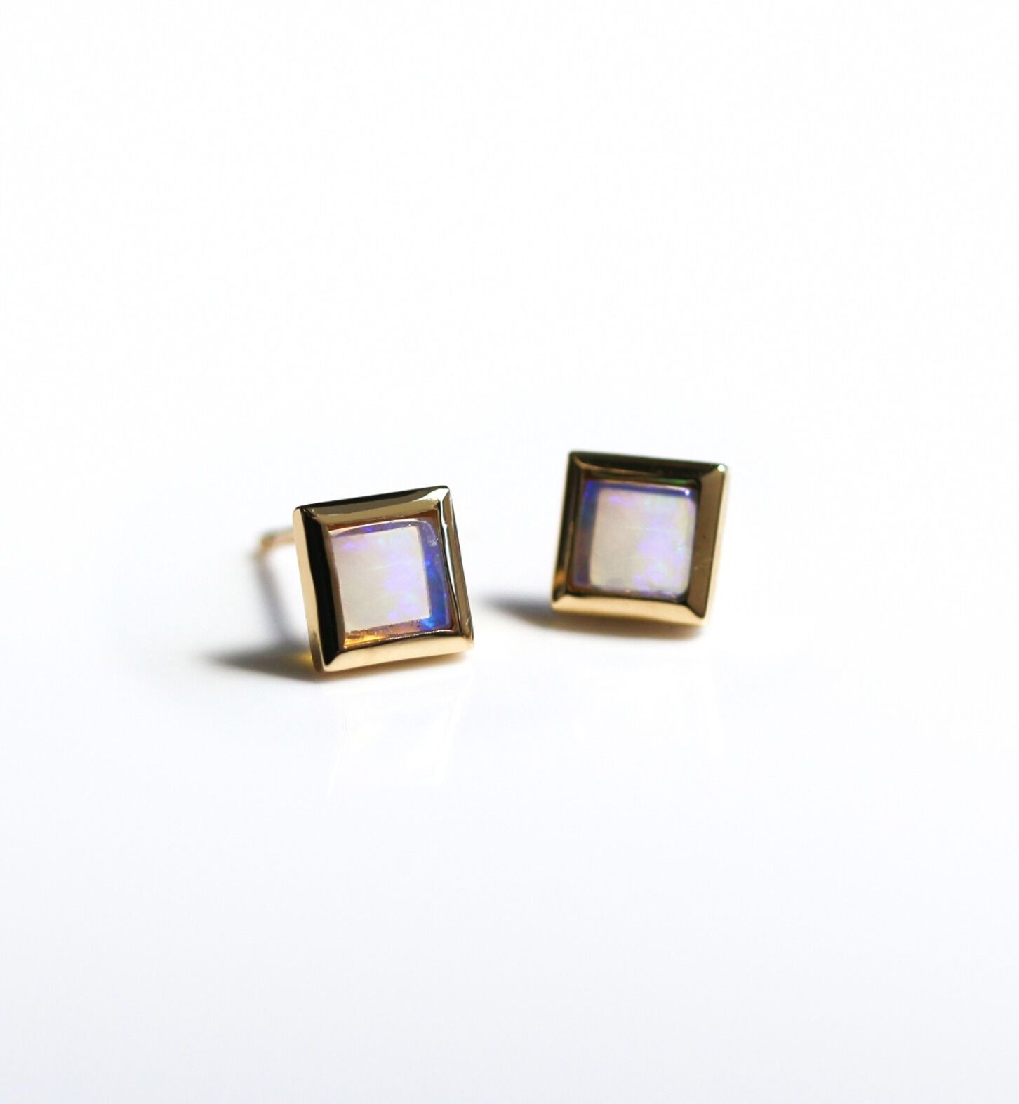  「オパール スクエア ピアス | K10YG」|ピアス|