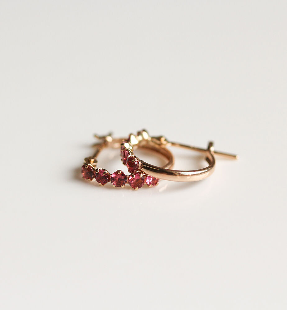 「ピンクトルマリン スナップ フープ ピアス  | K10YG」|ピアス|