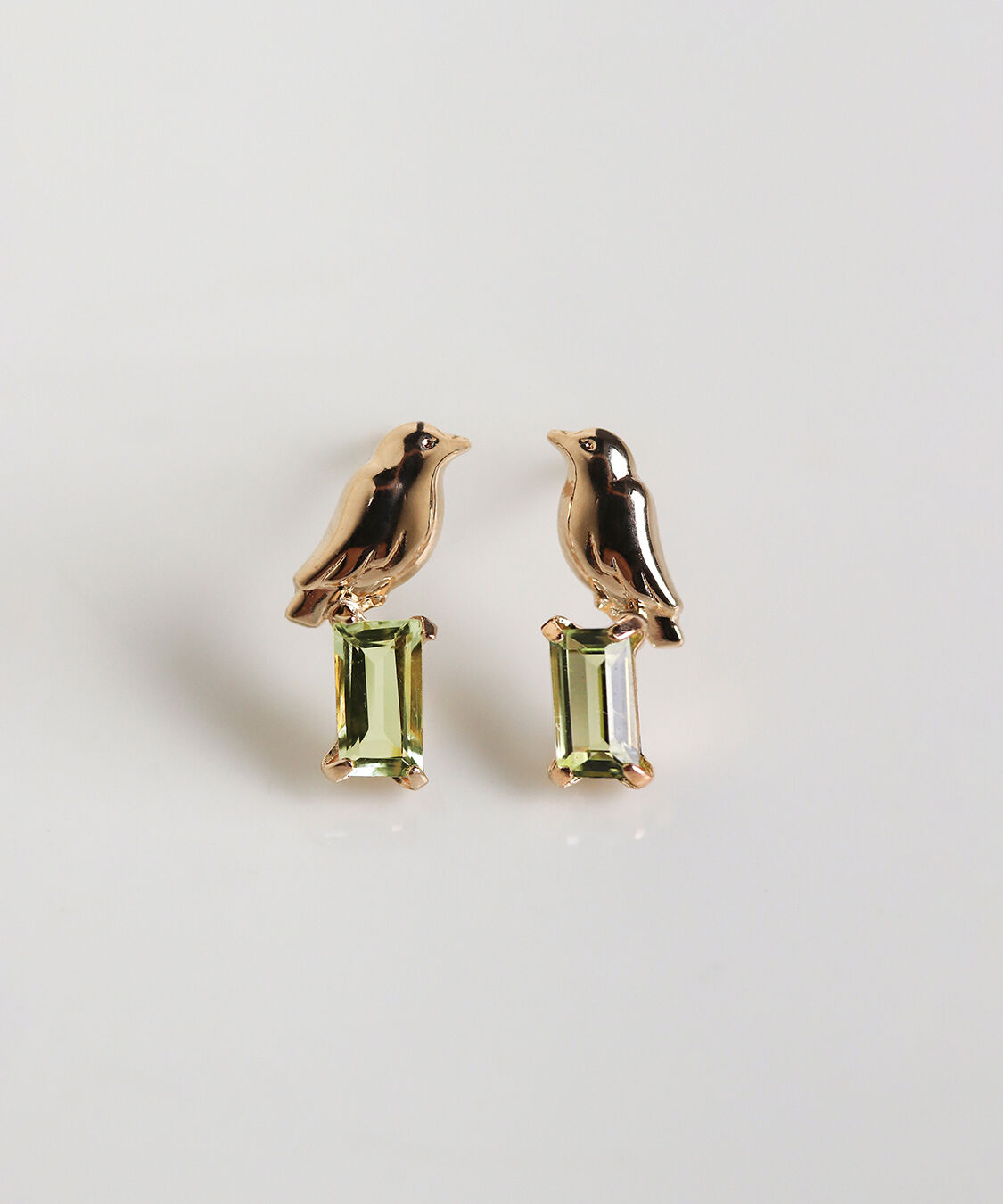  「カラーストーン リトルバード ピアス | K10YG」|ピアス|グリーン