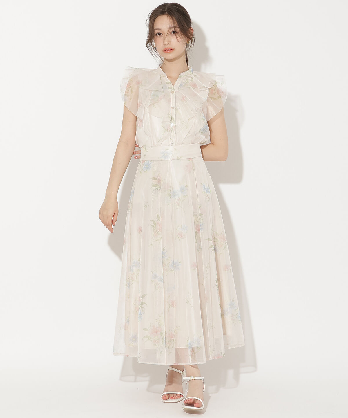 WILLSELECTION「フラワーメッシュラッフルブラウス」|シャツ・ブラウス|