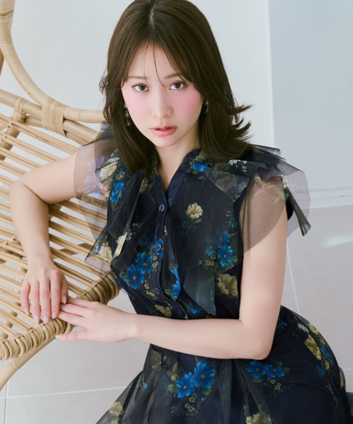 WILLSELECTION「フラワーメッシュラッフルブラウス」|シャツ・ブラウス|
