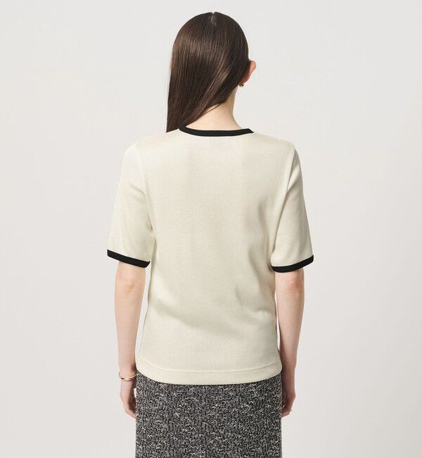 UNITED ARROWS「リブ バイカラーパイピング 五分袖 Tシャツ」|Tシャツ・カットソー|