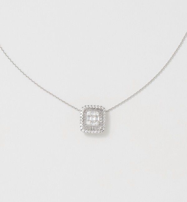 UNITED ARROWS「スクエア パヴェ ネックレス」|ネックレス|SILVER