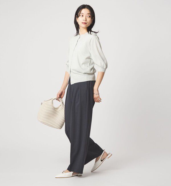 UNITED ARROWS green label relaxing「ラメ フォルム ハーフスリーブ ニット カーディガン ウォッシャブル」|カーディガン|