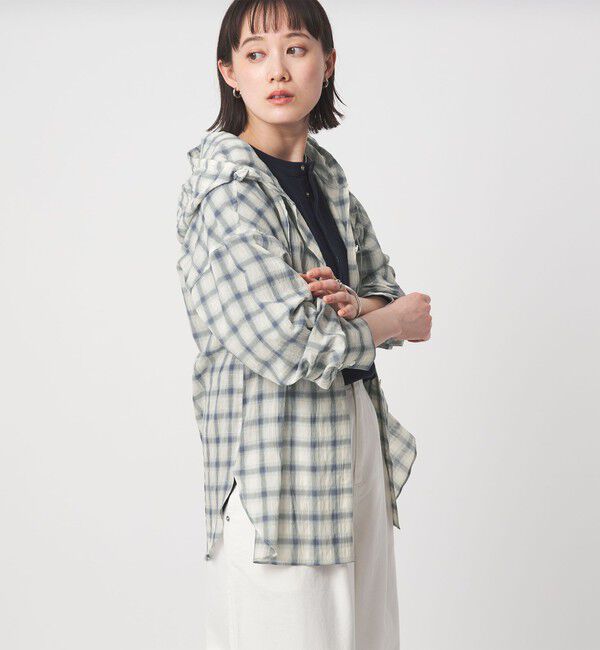 UNITED ARROWS green label relaxing「【WEB限定】＜at ease＞フード チェック シャツ」|シャツ・ブラウス|