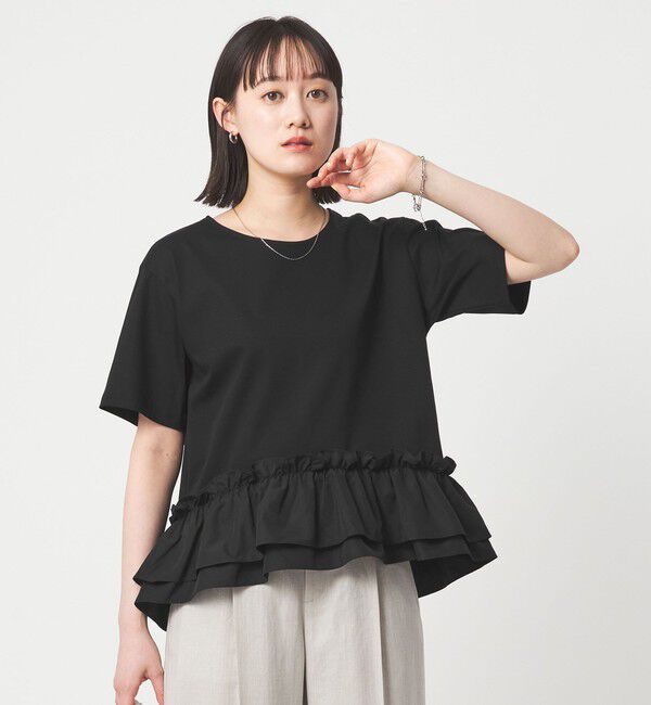 UNITED ARROWS green label relaxing「スソ ドッキング プルオーバー カットソー 接触冷感」|Tシャツ・カットソー|BLACK