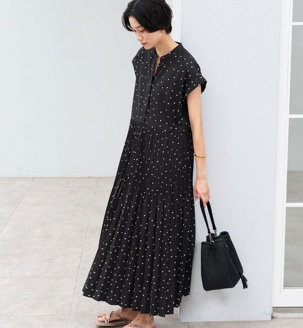 UNITED ARROWS green label relaxing「［size SHORT/TALLあり］全方位映えプリーツワンピ ドット」|ワンピース|