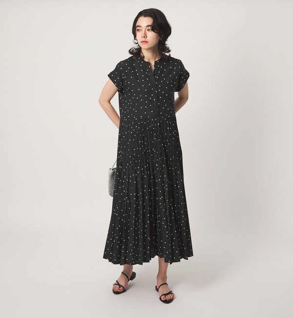 UNITED ARROWS green label relaxing「［size SHORT/TALLあり］全方位映えプリーツワンピ ドット」|ワンピース|
