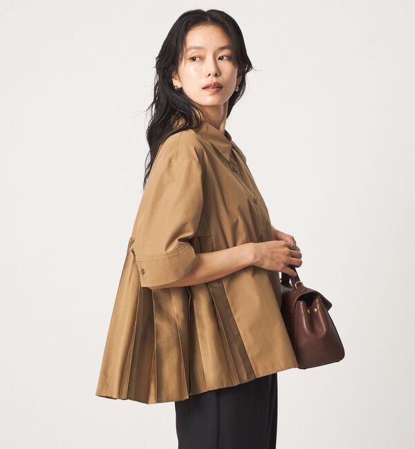 UNITED ARROWS green label relaxing「プリーツ ドッキング ショートスリーブ シャツ」|シャツ・ブラウス|BEIGE
