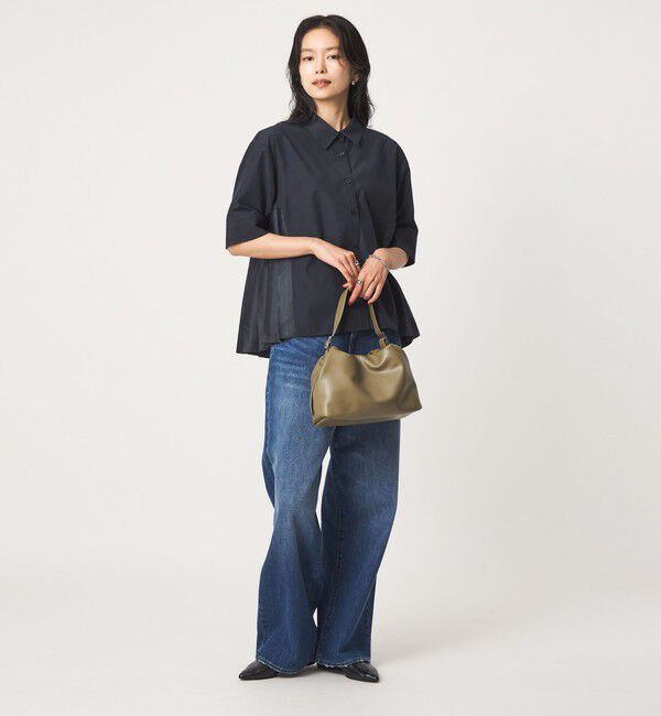 UNITED ARROWS green label relaxing「プリーツ ドッキング ショートスリーブ シャツ」|シャツ・ブラウス|