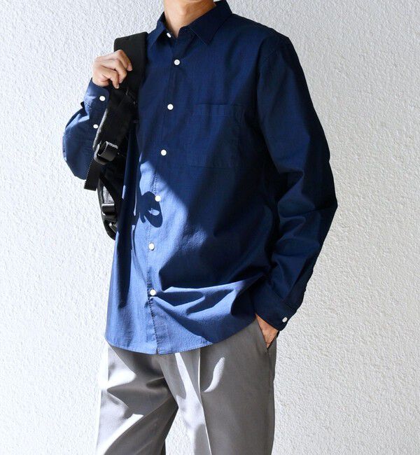 SHIPS any「SHIPS any: ストライプ / ソリッド リラックス レギュラーカラー シャツ 26AW◇」|シャツ・ブラウス|ネイビー