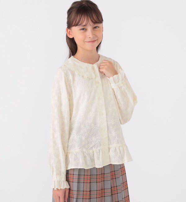 SHIPS KIDS「SHIPS KIDS:140～150cm / 刺繍 カラー ブラウス」|シャツ・ブラウス|