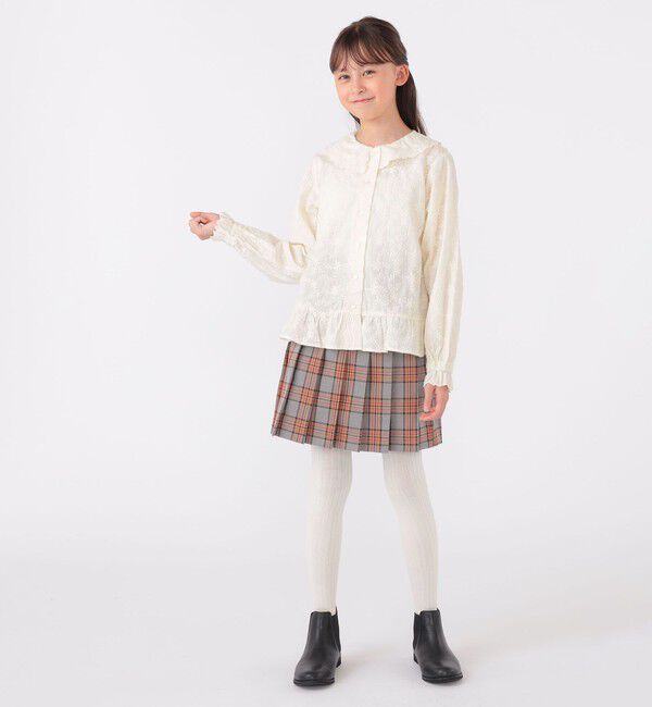 SHIPS KIDS「SHIPS KIDS:140～150cm / 刺繍 カラー ブラウス」|シャツ・ブラウス|