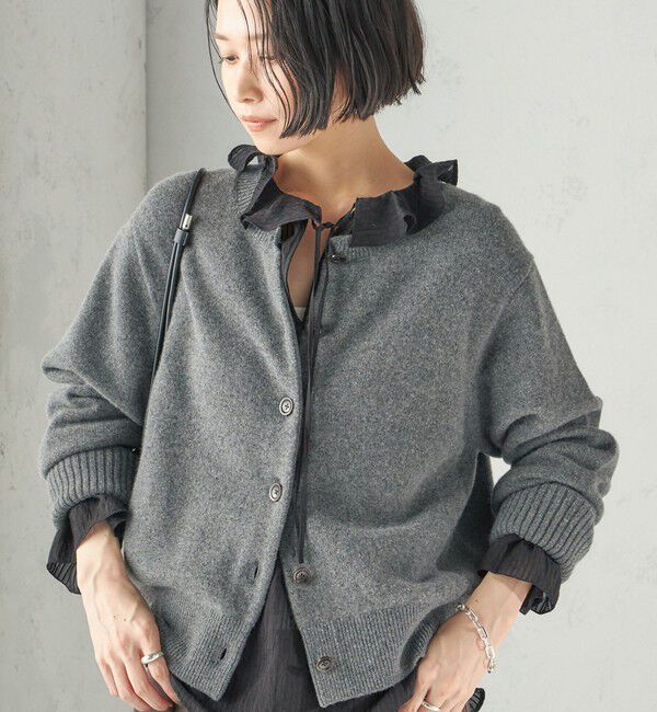 SHIPS for women「《予約》〈手洗い可能〉ボイル ストライプ ラッフル カラー ブラウス」|シャツ・ブラウス|ブラック