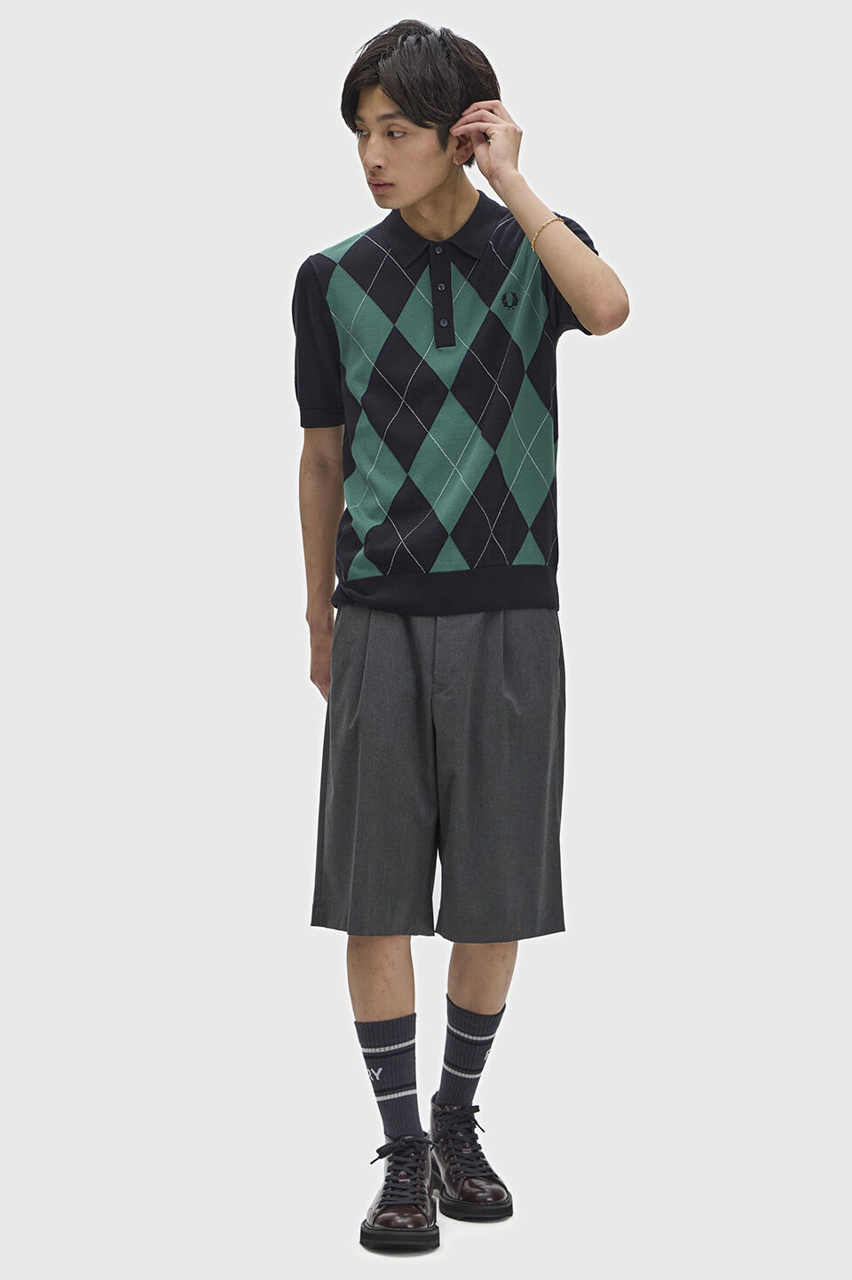 FRED PERRY 「Argyle Knitted Shirt／アーガイルニットポロシャツ」|ポロシャツ|