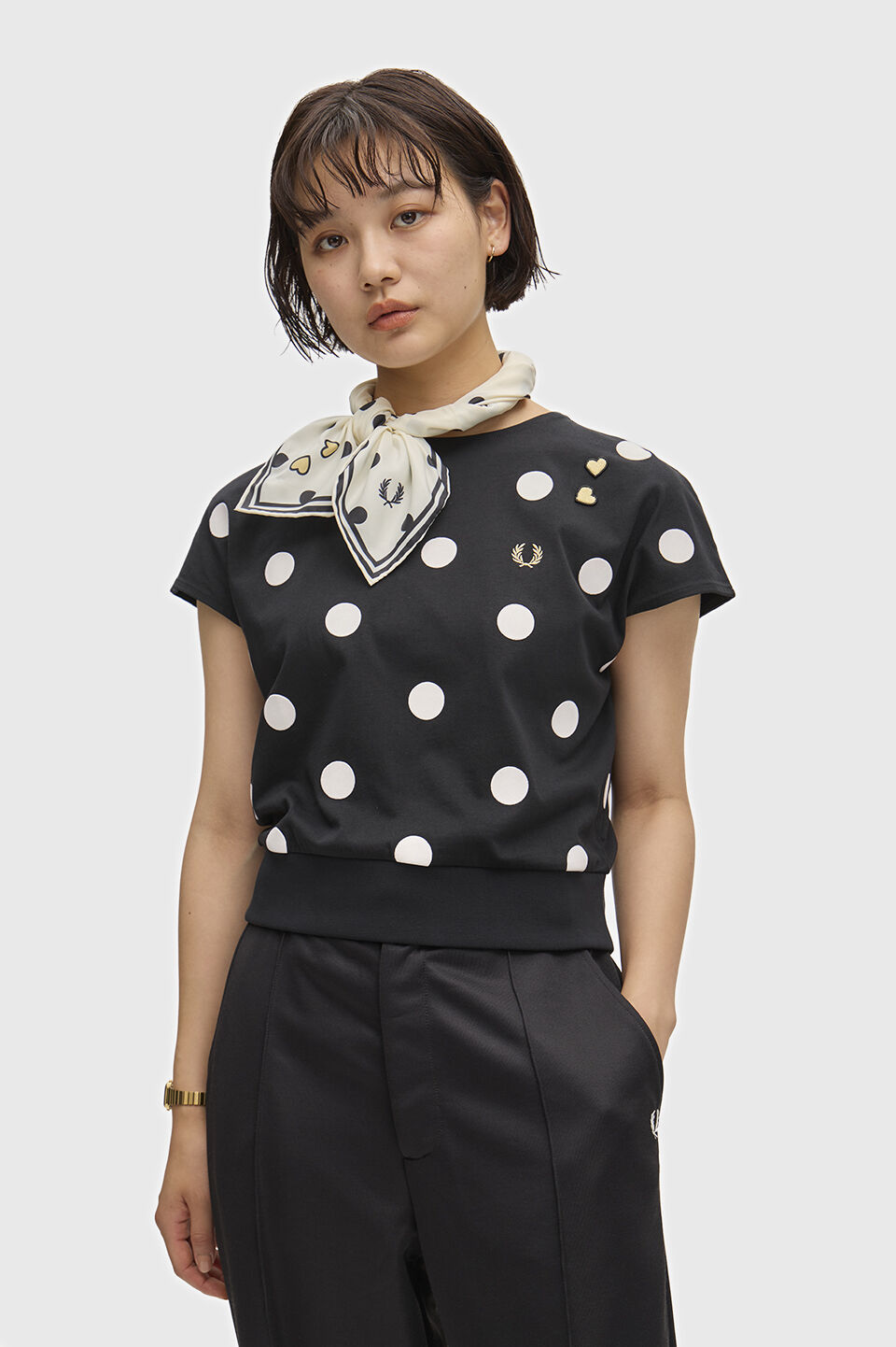 FRED PERRY 「FRED PERRY／FLOCKED POLKA DOT TOP／エイミーワインハウス ポルカドットトップス」|Tシャツ・カットソー|