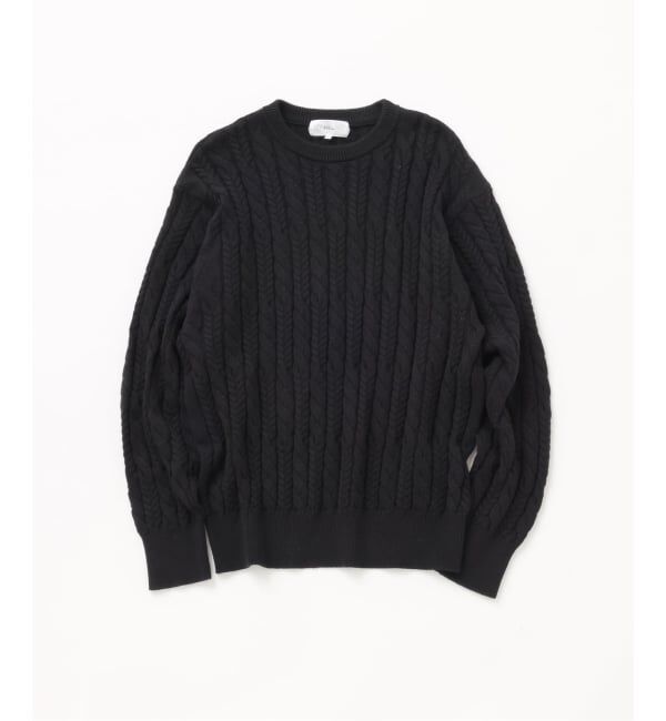 JOURNAL STANDARD「《予約》【FOLL / フォル】cotton cashmere cable sweater」|ニット・セーター|ブラック