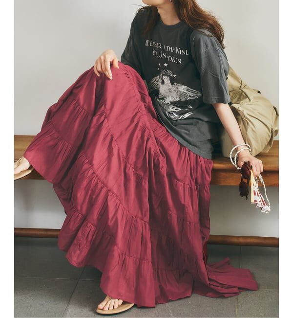 NOBLE「《NOBLE別注カラー》COUTURE D'ADAM SushiVoile Tiered Skirt」|スカート|ボルドー