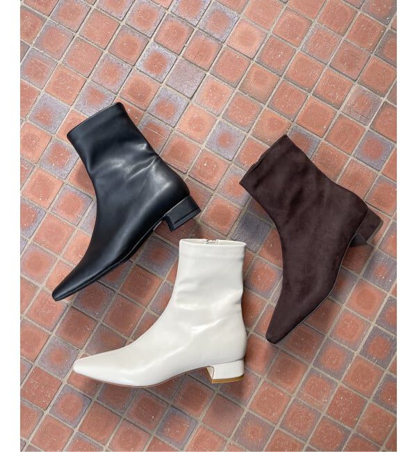  「《追加予約》3cmフレンチスクエアフィットショートブーツ」|ショートブーツ|
