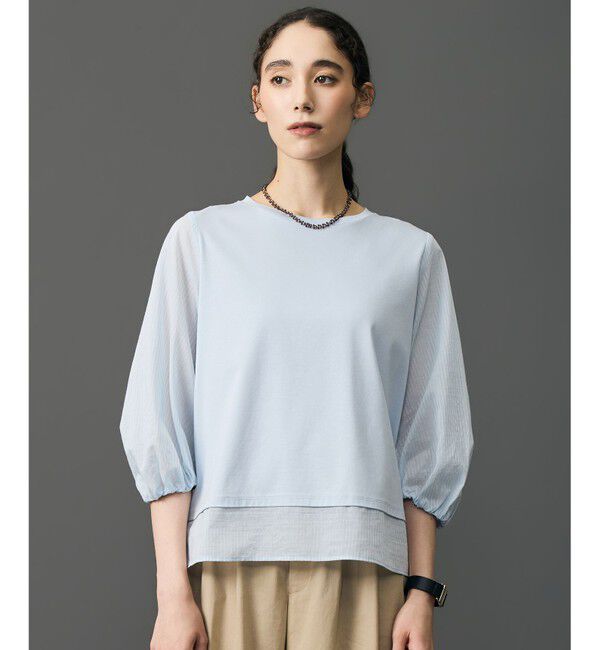自由区「【レイヤード風】ウーブンライクジャージードッキング カットソー」|Tシャツ・カットソー|ｻｯｸｽｽﾄ