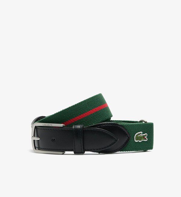 LACOSTE「クラシックボーダーテープベルト」|ベルト|グリーン