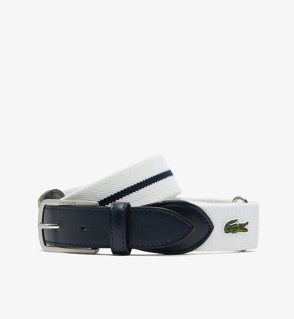 LACOSTE「クラシックボーダーテープベルト」|ベルト|ホワイト