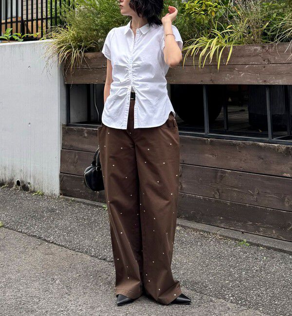 fredy emue「刺しゅう入りコットンツイルルーズパンツ」|チノ|