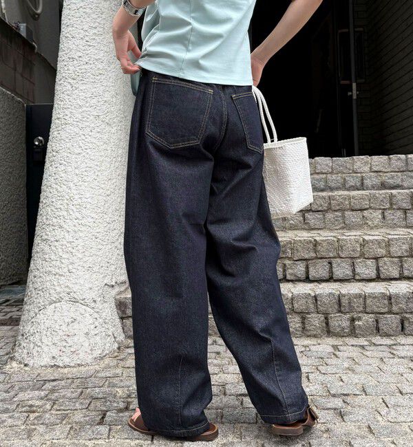fredy emue「ライトオンス切替ワイドデニムパンツ」|デニム|