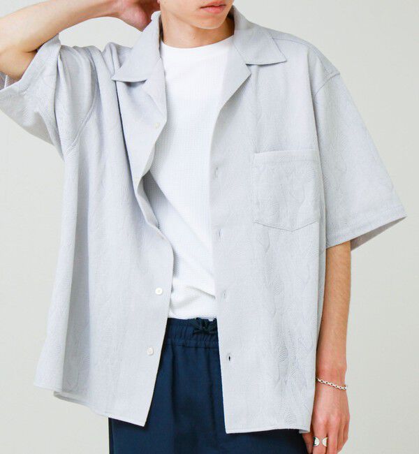 GLOSTER「【リゾート感漂う】シアーリーフジャガードオープンカラー」|シャツ・ブラウス|