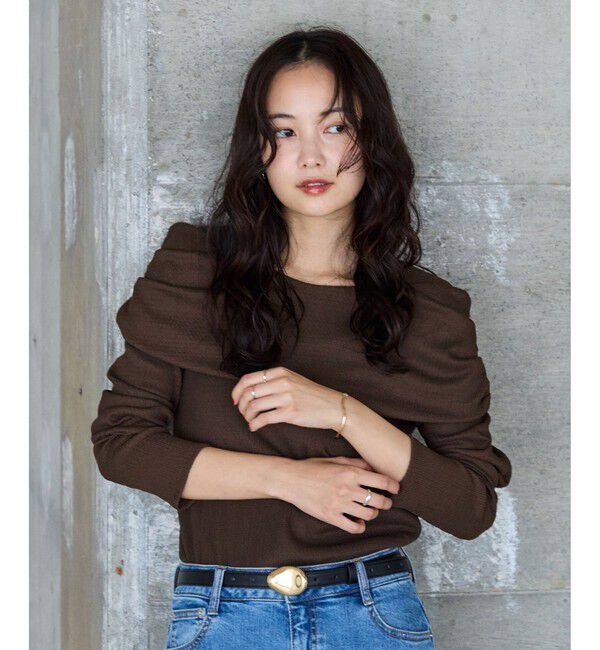 VIS「チェック＆無地ジャガードオフショル風プルオーバー」|Tシャツ・カットソー|