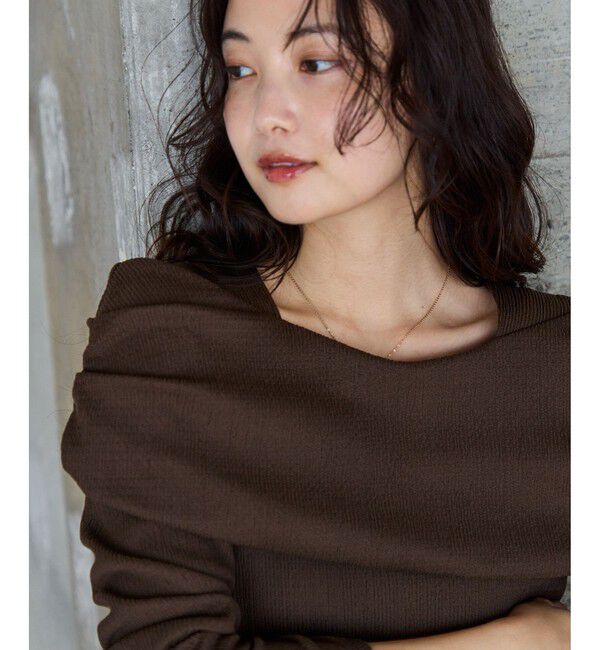 VIS「チェック＆無地ジャガードオフショル風プルオーバー」|Tシャツ・カットソー|