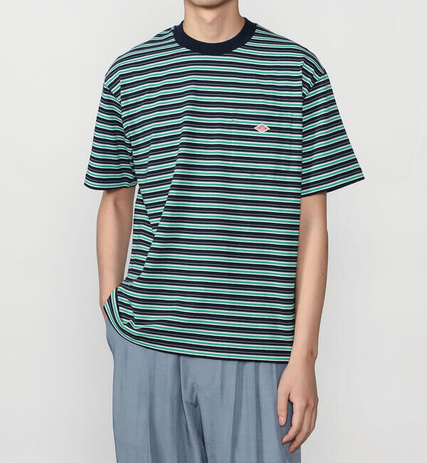 DANTON「DANTON | マルチボーダー ポケットクルーネックTシャツ MEN」|Tシャツ・カットソー|