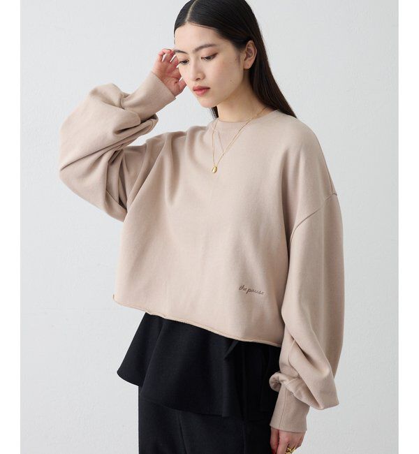 THE PAUSE「【THE PAUSE】刺繍ショートスウェット」|Tシャツ・カットソー|ベージュ