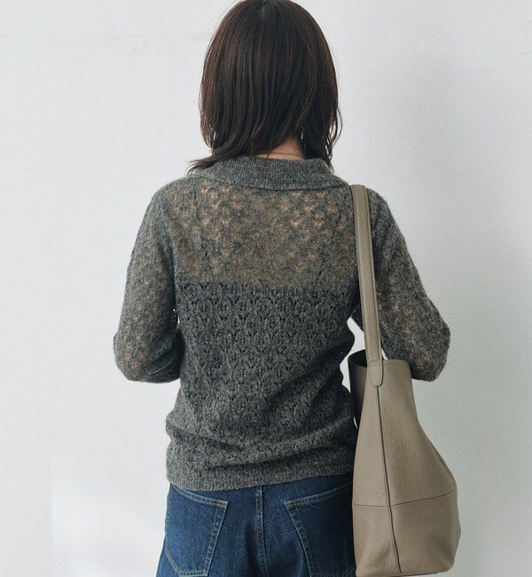  「メッシュパターンポロニット」|カーディガン|