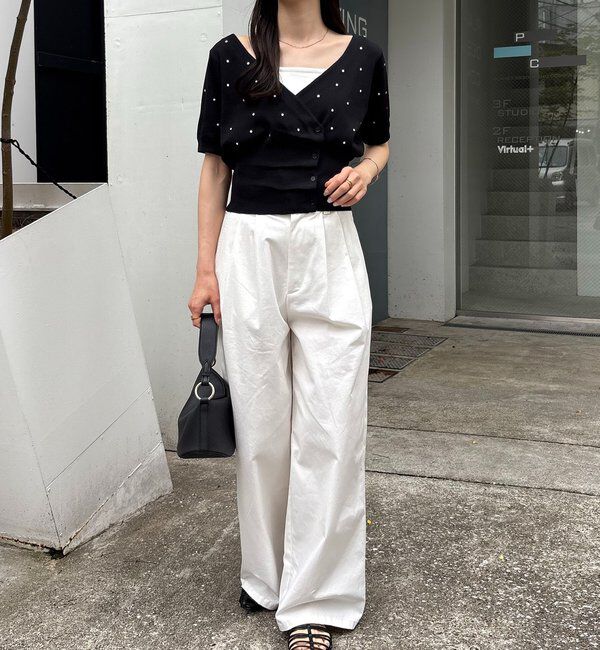  「ドットフリルボタンニット」|カーディガン|