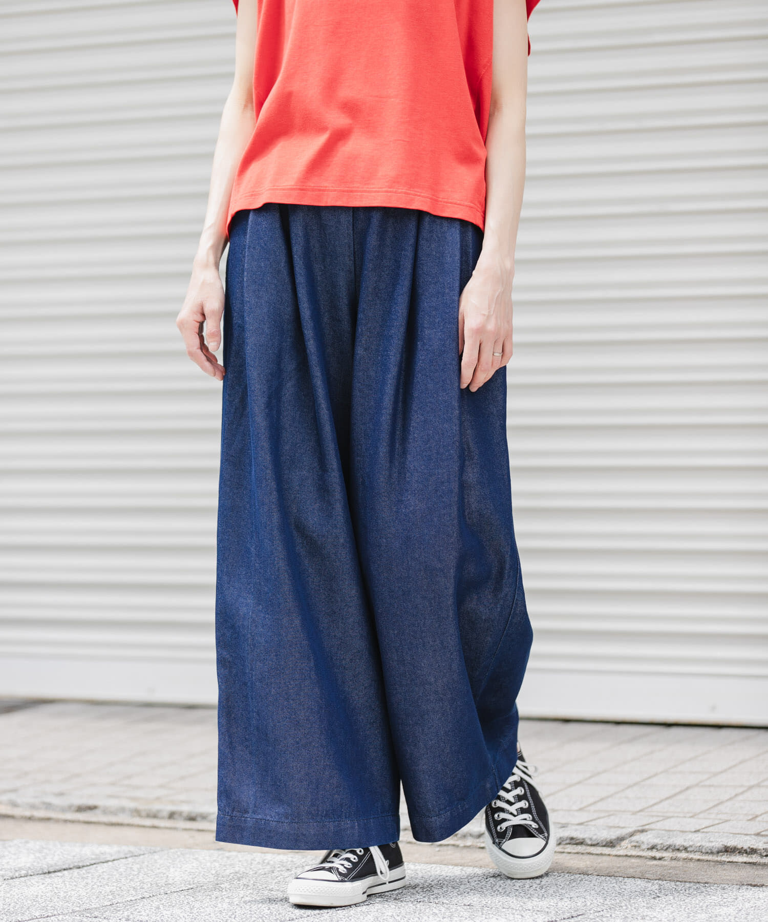 URBAN RESEARCH DOORS「FORK&SPOON　セルロースデニムワイドパンツ」|デニム|