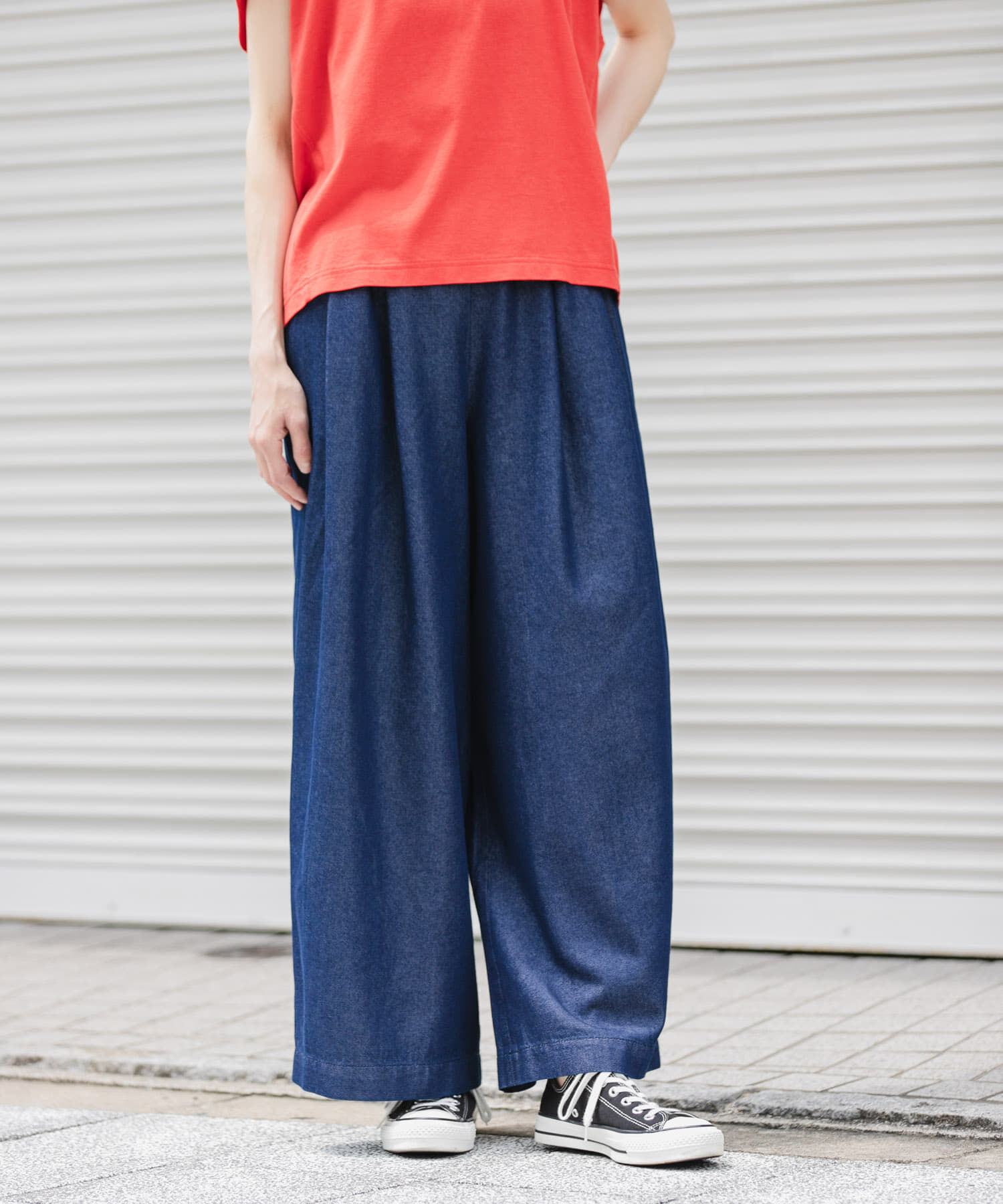 URBAN RESEARCH DOORS「FORK&SPOON　セルロースデニムワイドパンツ」|デニム|