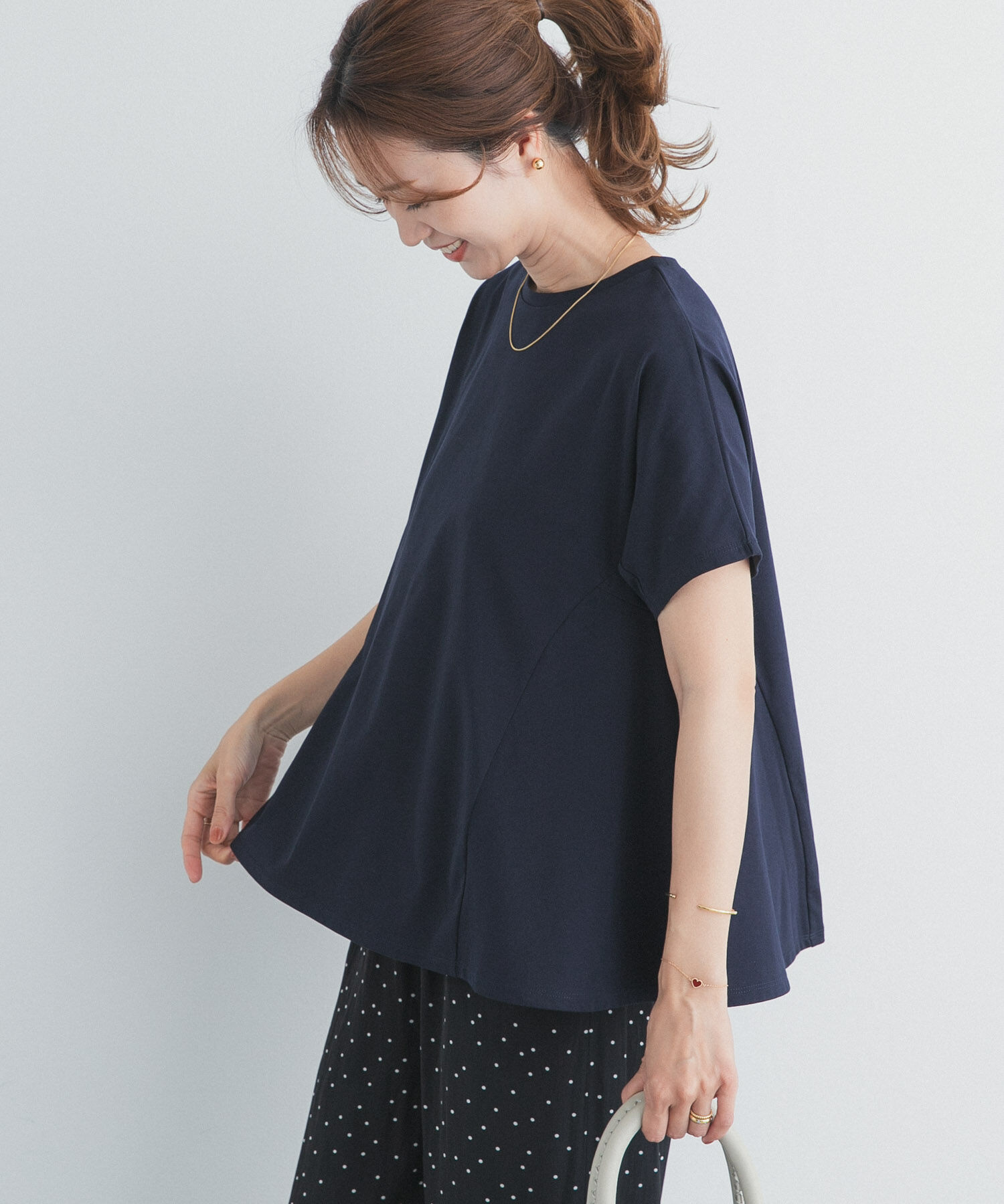 URBAN RESEARCH DOORS「サイドフレアプルオーバー」|Tシャツ・カットソー|ネイビー