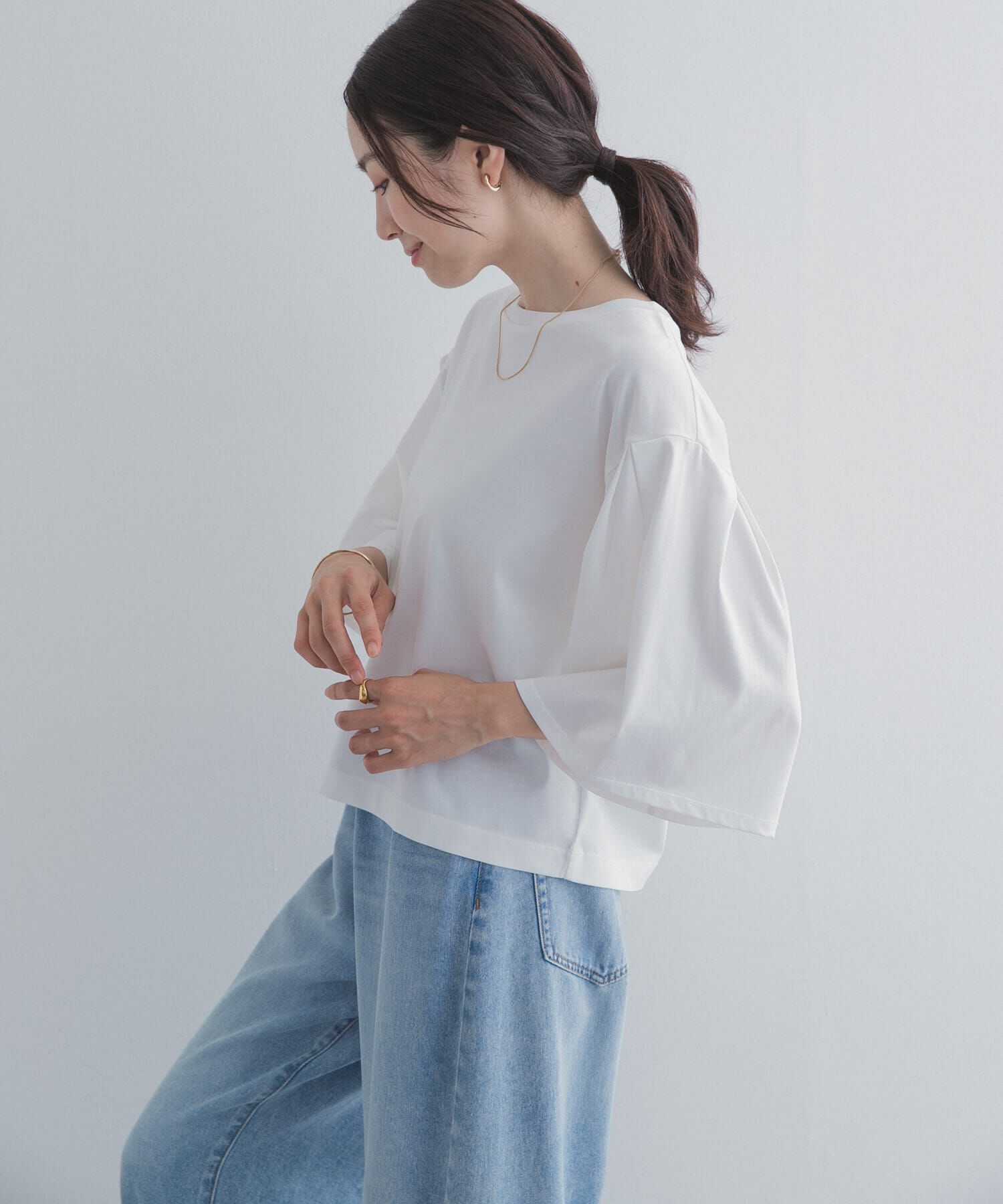 URBAN RESEARCH DOORS「シルケットクロップドプルオーバー」|Tシャツ・カットソー|
