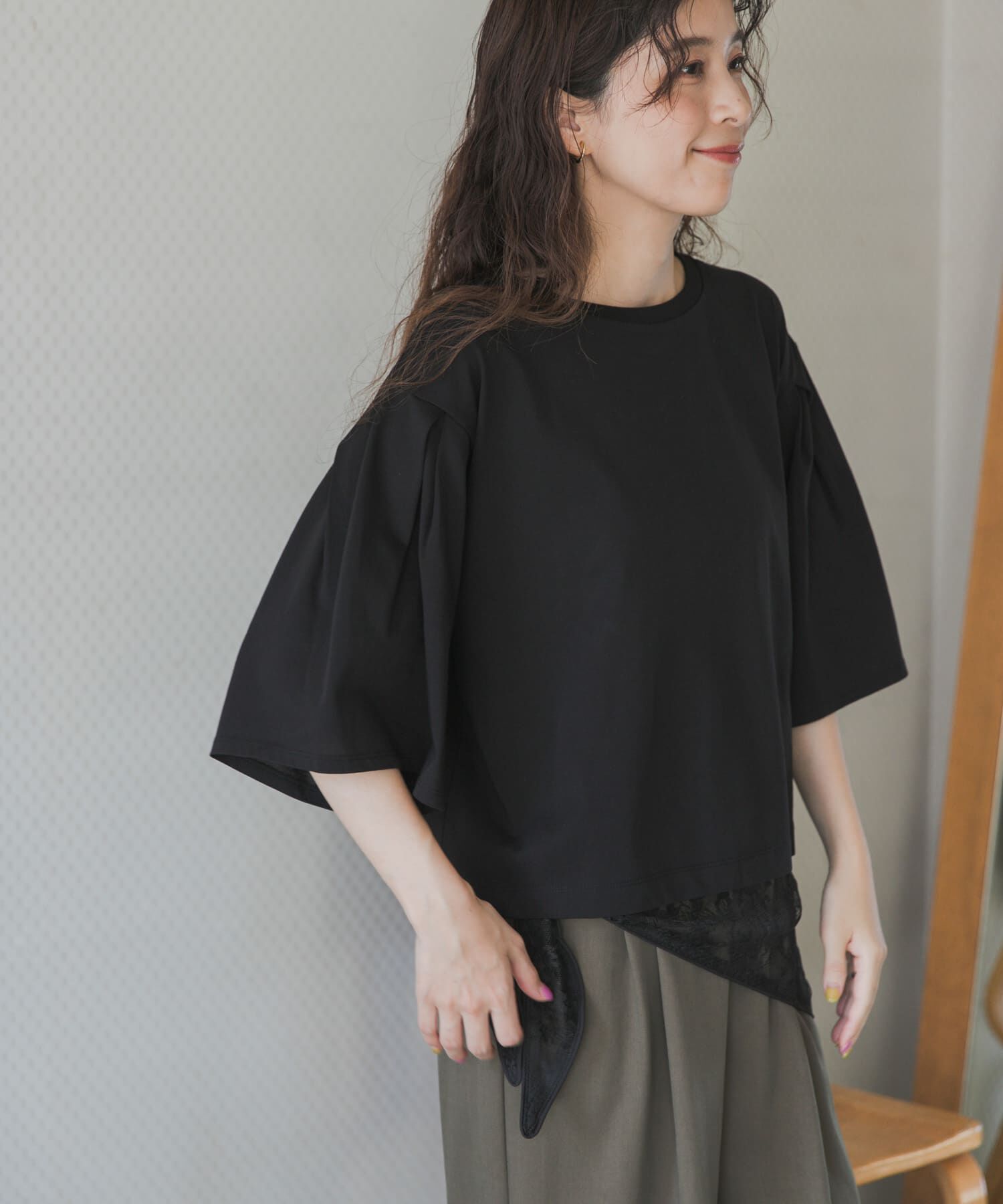 URBAN RESEARCH DOORS「シルケットクロップドプルオーバー」|Tシャツ・カットソー|