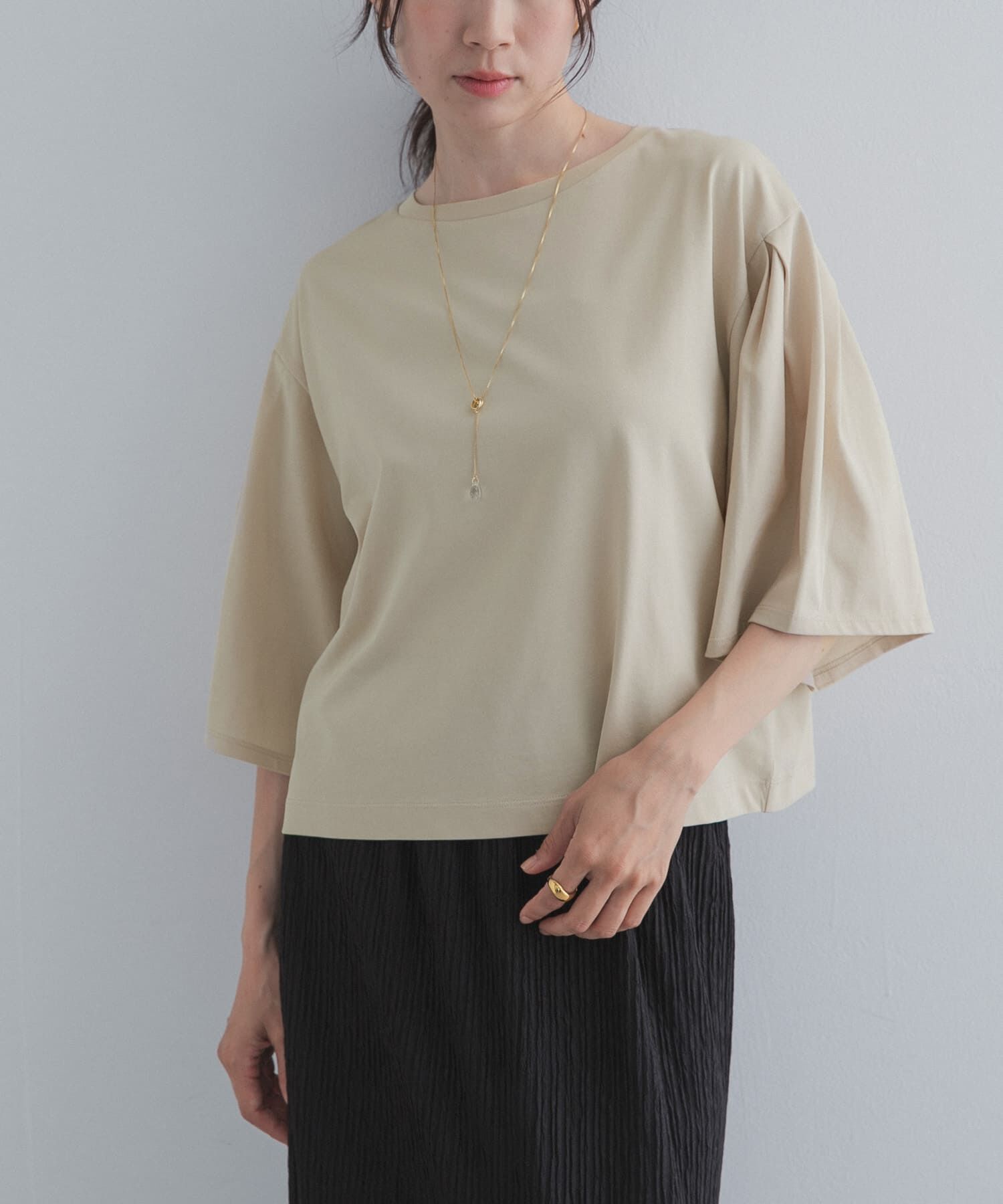 URBAN RESEARCH DOORS「シルケットクロップドプルオーバー」|Tシャツ・カットソー|ベージュ系その他