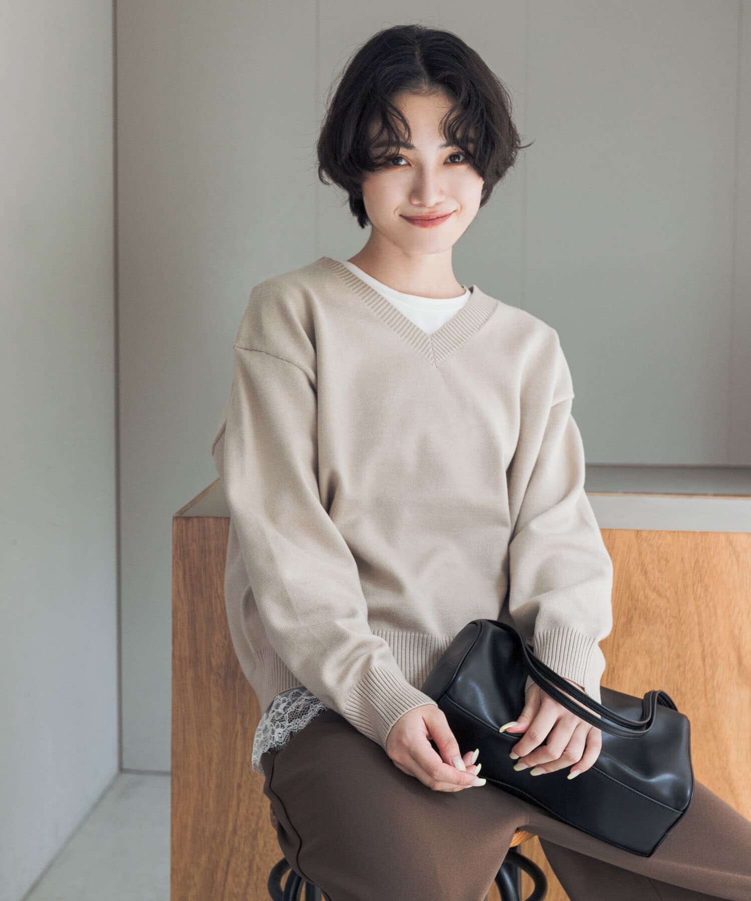 URBAN RESEARCH DOORS「『UR TECH 200日ニット』Vネックプルオーバー」|ニット・セーター|
