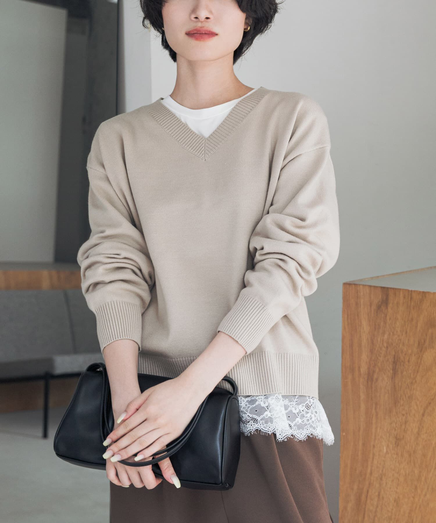 URBAN RESEARCH DOORS「『UR TECH 200日ニット』Vネックプルオーバー」|ニット・セーター|