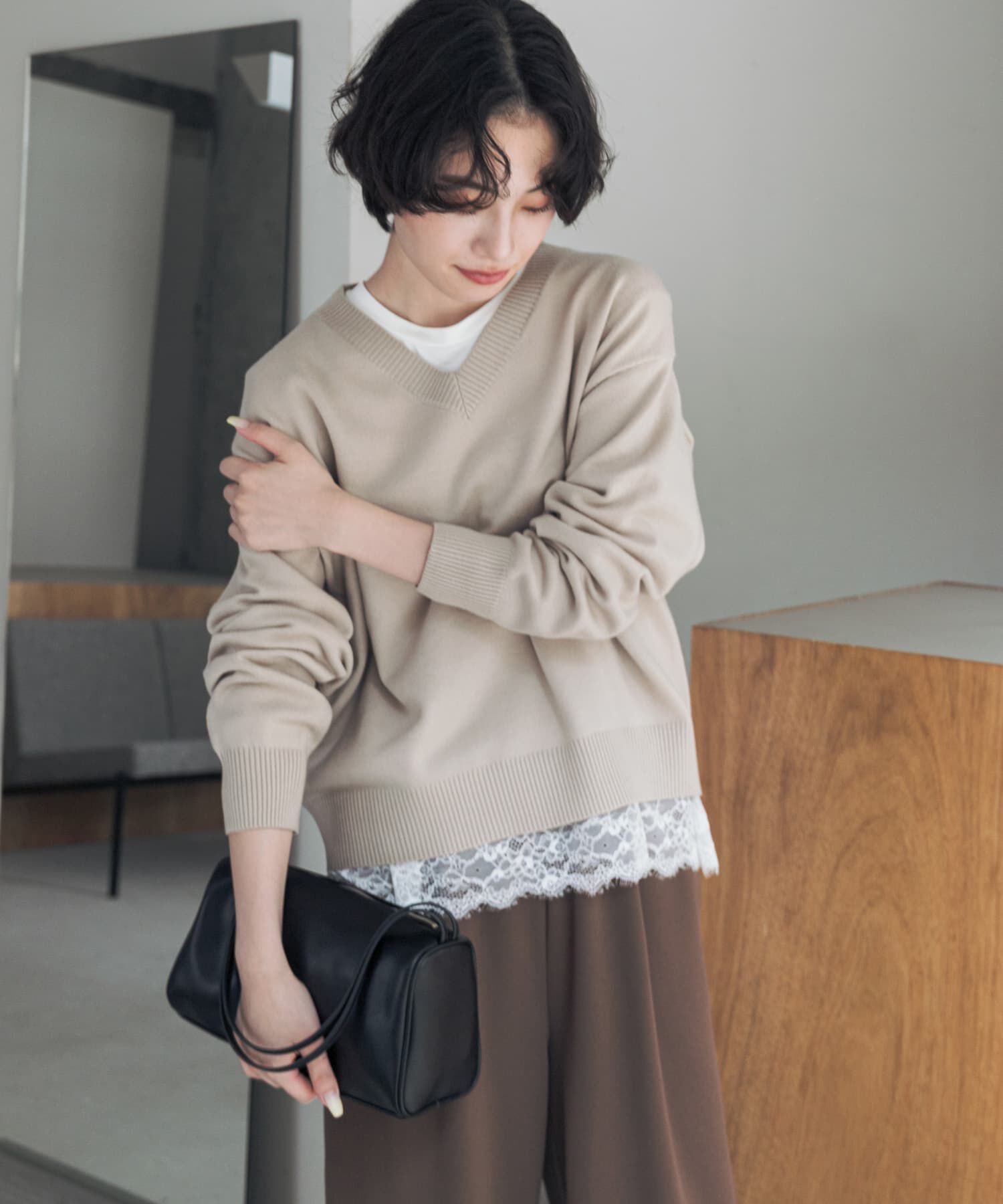 URBAN RESEARCH DOORS「『UR TECH 200日ニット』Vネックプルオーバー」|ニット・セーター|