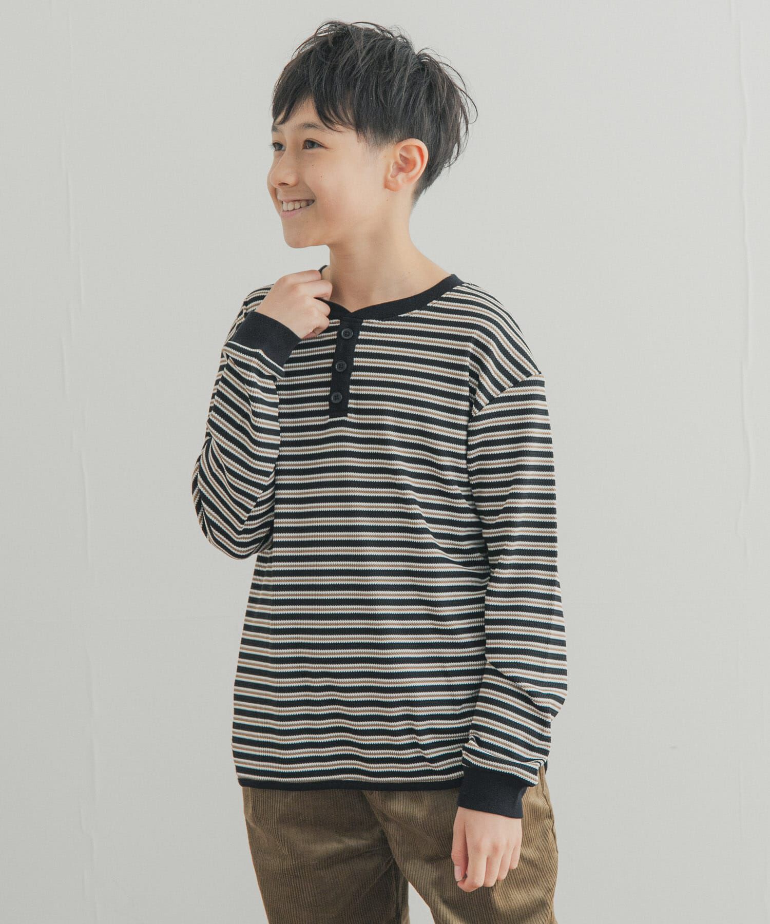 URBAN RESEARCH DOORS「『150サイズあり』ワッフルボーダーロングTシャツ(KIDS)」|その他|
