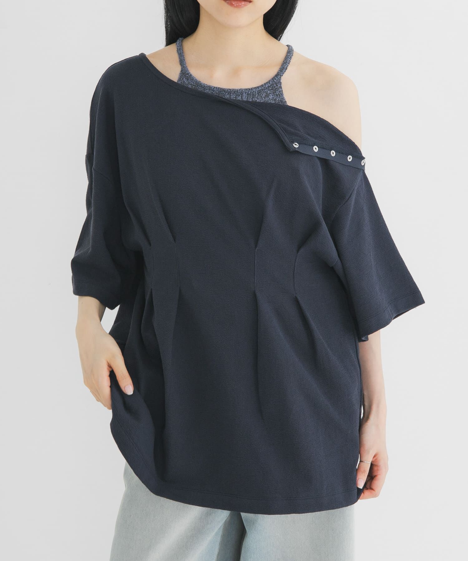  「スナップショルダールーズTEE」|Tシャツ・カットソー|ネイビー