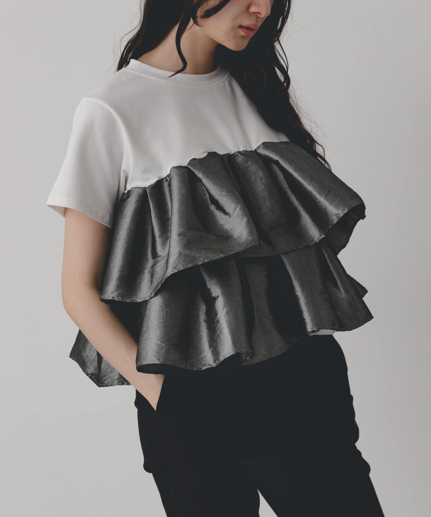 SENSE OF PLACE by URBAN RESEARCH「シャイニーフリルドッキングカットトップ」|Tシャツ・カットソー|
