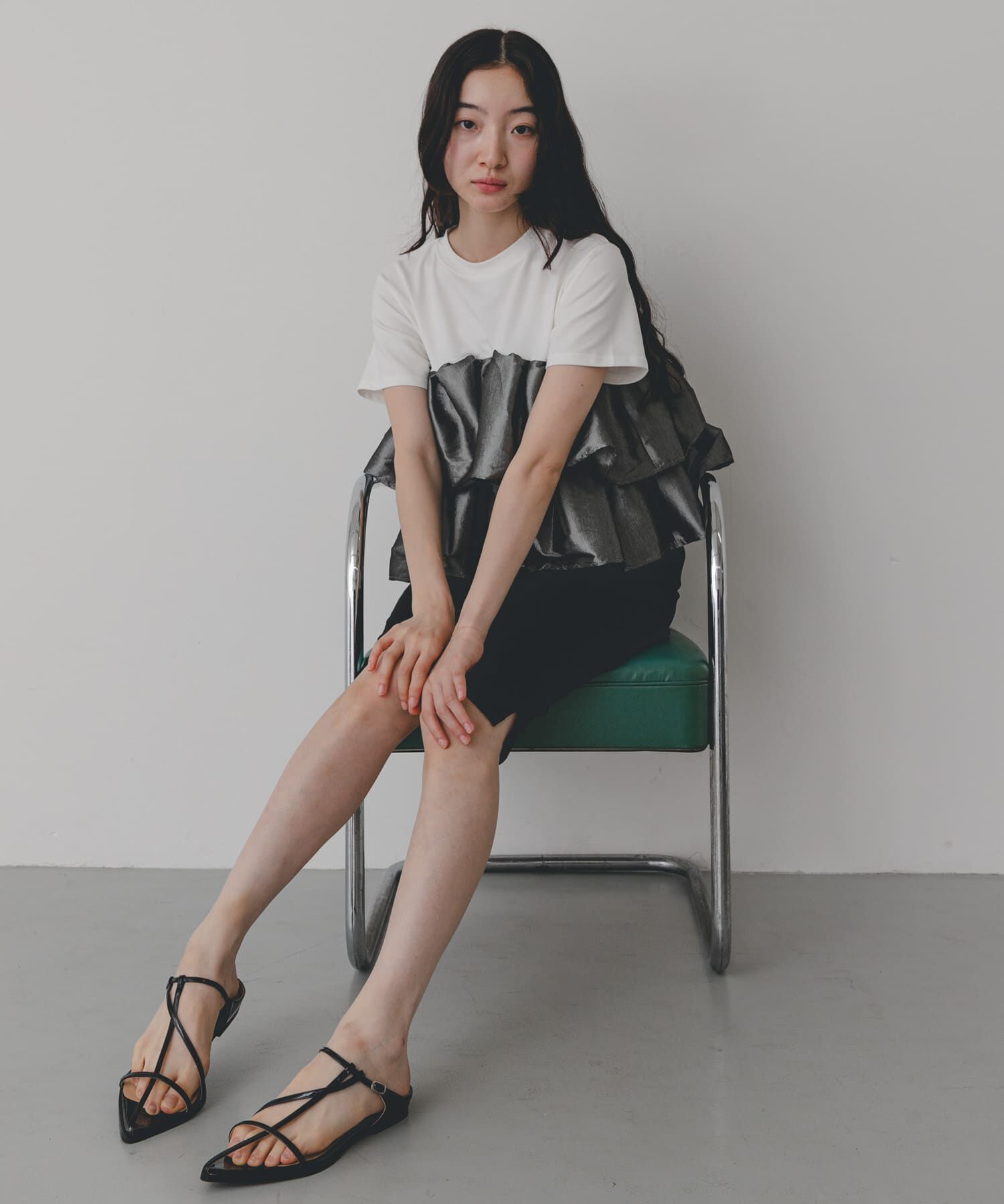 SENSE OF PLACE by URBAN RESEARCH「シャイニーフリルドッキングカットトップ」|Tシャツ・カットソー|